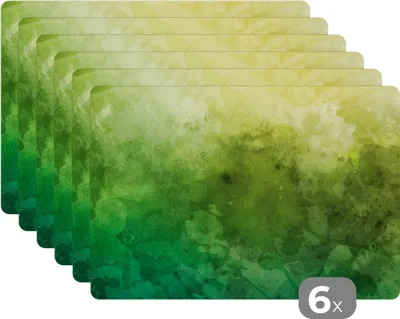 Obrázok produktu pre MuchoWow® Podložky Sada 6 podložiek Umývateľné podložky 30x45x0.3cm Akvarel - škvrny - zelená Podložka pod stôl Nekĺzavá a odolná voči teplu