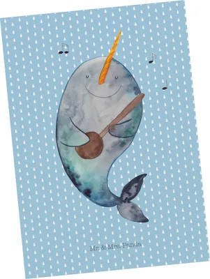 Produktbild von Mr. & Mrs. Panda Postkarte Narwal Gitarre - Blau Pastell - Geschenk, Probleme, Postkarten, Meer, bildkarte, Tanzen, Ansichtskarten, Ansichtskarte, Grußkarte, Wal