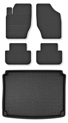 Produktbild von Gummimatten + Kofferraumwanne für Citroen C4 I 2004-2010 (Schrägheck, 5-Türer) – Schwarz, Semi-Universal, angepasst – Wielganizator Semi-Universal