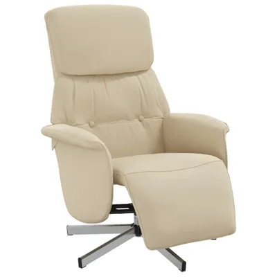 Image de vidaXL Fauteuil relax avec repose-pieds Crème Tissu