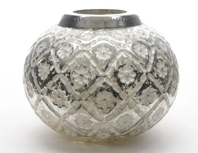 Produktbild von Windlicht Teelicht  Glas silber whitewash Ø.15 cm H.11 cm