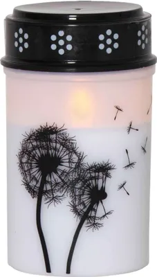 Produktbild von Star Trading  LED Kerze Grabkerze weiß Pusteblumen 6/18h Timer 7x12cm bis 2500h