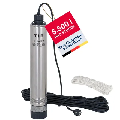 Zdjęcie produktu dla TIP AJ 4 Plus 95/40, Czarny, Stal nierdzewna, Stal nierdzewna, 5500 l/h, 20 m, 40 m, 2 mm