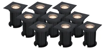 Produktbild von hoftronic LED Bodeneinbaustrahler 9x 4W GU10 2700K Schwarz IP67