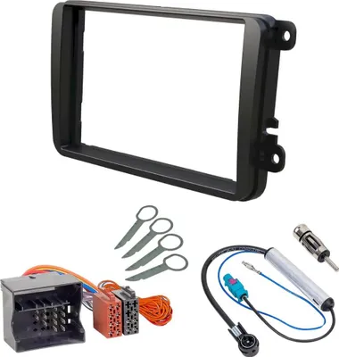 Produktbild von Audioproject A110 - Autoradio Radioblende Set Doppel DIN ISO kompatibel VW Golf Skoda Seat Radioadapter Antennenadapter Entriegelung