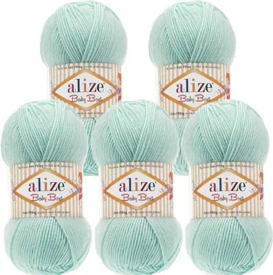 Produktbild von 5 x 100g Strickgarn ALIZE Baby Best uni Babywolle Wolle Antipilling 44 Farben
