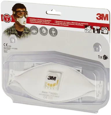 Obrázok produktu pre 3M 9332+C, FFP3, Biela, CE, 1 kusov, Blistr