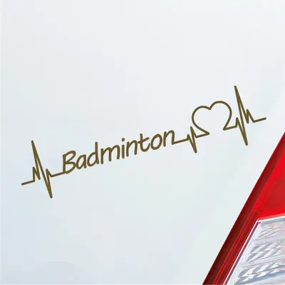 Produktbild von Auto Aufkleber Badminton Herzschlag Ballsport Team Feder Sport Liebe 19x5 cm Gold Sticker Heckscheibenaufkleber
