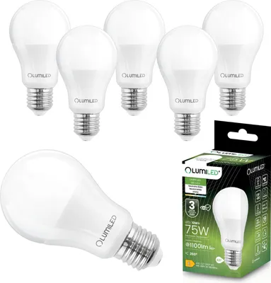 Produktbild von LUMILED A60 E27 LED Lampen 6er Set, 10W ersetzt 75W 1100lm 4000K Neutralweiß, Nicht Dimmbar, 260° Abstrahlwinkel Energiespar Leuchtmittel Tropfen Lichtquelle Innenbeleuchtung