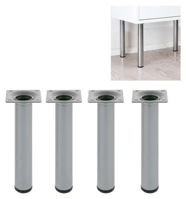 4 runde Möbelfüße aus Stahl, 30x700 mm, schwarz
