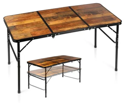 Image de Table de camping pliante en aluminium, hauteur réglable 120 x 60 cm