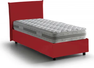 Produktbild von Einzelbett Chiaraluna, Containerbett mit Stoffbespannung, 100%  Italy, Frontöffnung, mit Matratze Cm 90x190 enthalten, Rot