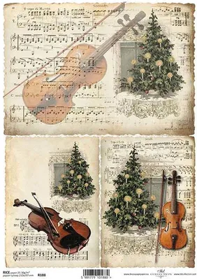 Produktbild von ITD Reispapier Decoupage Bastelpapier, Serviertentechnik, Weihnachten Violine Noten R0188