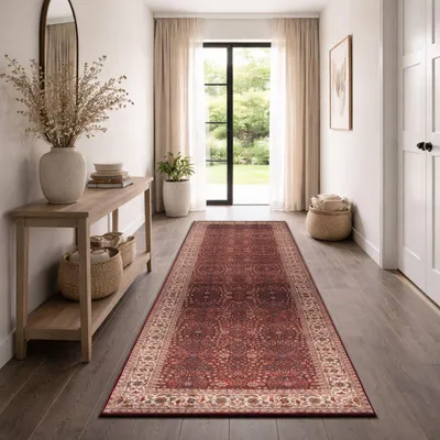 Produktbild von TT Home Vintage Teppich Wohnzimmer klassischer Kurzflor, rutschfest & robust, weicher Flor, pflegeleicht, orientalisch Retro, Esszimmer Waschbar Größe 80x150 cm