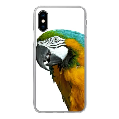 Produktbild von MuchoWow® Handyhülle Schutzhülle Hülle für iPhone X Papagei - Vogel - Federn - Porträt Silikon Softcase Handy Hülle - Handyhülle
