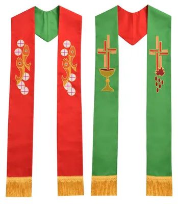 Umkehrbare bestickte Stola, mehrfarbig, Muster 6, 268 cm
