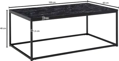 Immagine prodotto di FineBuy tavolino 100x60x40 cm con aspetto marmo | Tavolo da salotto con struttura in metallo | Tavolo pieghevole quadrato da salotto | contenitore