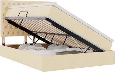 Produktbild von vidaXL Aufbewahrungsbett mit Matratze Creme 140 x 190 cm Stoff