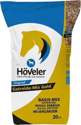 Produktbild von Höveler Pferdemüsli Getreide Mix Gold, Pferdefutter Müsli Für Freizeit- Und Leicht Arbeitende Pferde, Mit Leinöl Und Bierhefe, 20 Kg