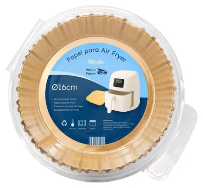 Airfryer Papier rund 16 cm, 50 Stück, Antihaft, Einweg