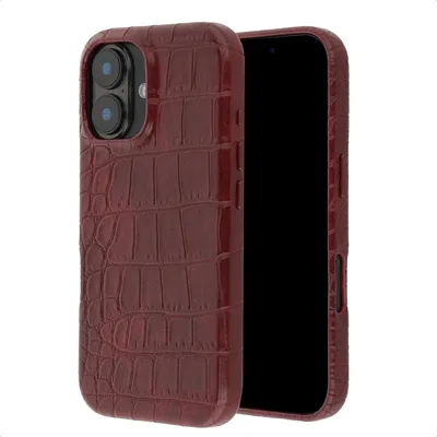 Productafbeelding van Selencia Croco Backcover met MagSafe voor de Apple iPhone 16 - Burgundy