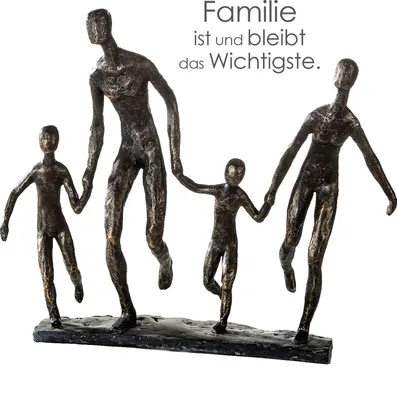 Image de Gilde Skulptur, "Familie", Familienmotiv, Kunstharz, bronzefarben, VE 1, L. 10 cm, B. 35 cm, H. 32 cm 79614 4001250796145