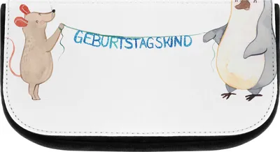 Produktbild von Mr. & Mrs. Panda kosmetiktäschchen Maus Pinguin Geburtstag - Weiß - Geschenk, Organizer, Kulturtasche, Kosmetiktasche, kulturtäschchen, Geburtstagsgeschenk, Kulturbeutel