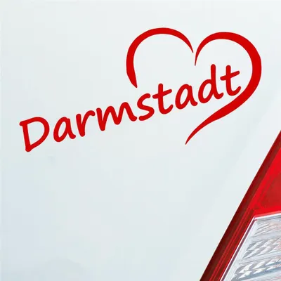 Produktbild von Auto Aufkleber Darmstadt Herz Stadt City Liebe Love Heart 15x8 cm Rot Sticker Heckscheibenaufkleber
