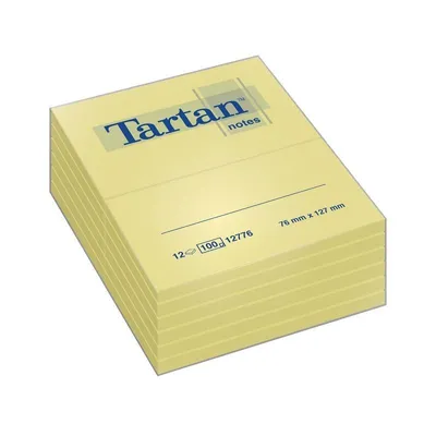 Produktbild von Tartan Notes Haftnotizen 127 x 76 mm hellgelb 12 Blöcke á 100 Blatt