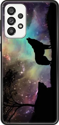 Produktbild von König Design Hülle kompatibel mit Samsung Galaxy A73 5G Kunststoff Soft Handyhülle - Handy Case Wolf Abendhimmel