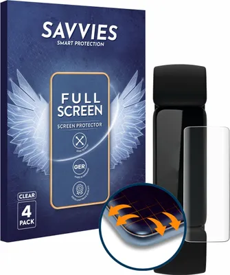Produktbild von 4x Savvies Fullscreen Schutzfolie für Fitbit Inspire 2 Displayschutz Folie Fullcover Klar Transparent