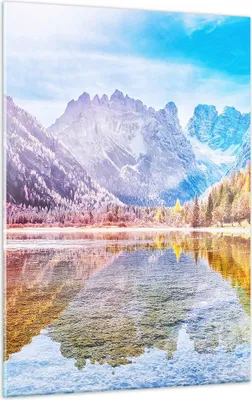 Produktbild von Bilder auf glas - Einteilig - Herbst Landschaft Berge - 50x70cm - Glasbilder - Wandbilder - Bilder - zum Aufhängen bereit - Wanddekoration aus Glas - Glas Bilder - Wandbild auf Glas - GPA50x70-4624