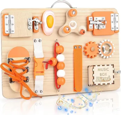 Image de Montessori Busy Board Planche de motricité Jouets en bois Jouets sensoriels pour enfants à partir de 1 2 3 ans avec 10 activités Compétences de vie Cadeau parfait