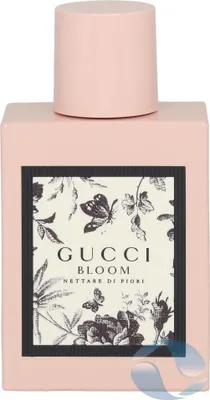A product shot of a Gucci Bloom Nettare di Fiori perfume bottle.