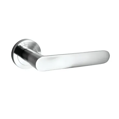 Produktbild von Domino Türgriff OVAL-R M6 Drückergarnitur Türklinke für Zimmertür, Bürotür, Kellertür & Innentür Türbeschläge aus Aluminium glänzendes Chrom