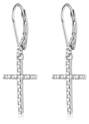 Produktbild von Solidchoice – Ohrringe aus 925er Sterlingsilber in Form eines Kreuzes, geeignet für religiöse Anlässe
