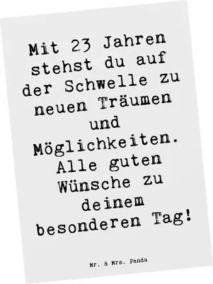 Produktbild von Mr. & Mrs. Panda Postkarte Spruch 23. Geburtstag - Weiß - Geschenk, Ansichtskarte, Freundschaft, Happy Birthday, Freude, Poster, Postkarten, Grußkarte, Glückwunsch