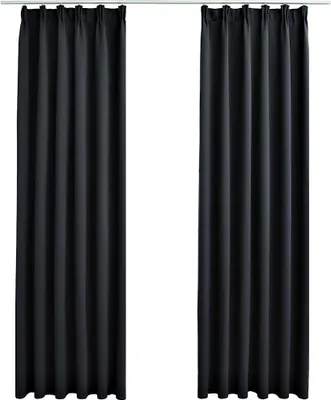 Produktbild von vidaXL Verdunkelungsvorhänge mit Haken 2 Stk. Schwarz 140x225cm