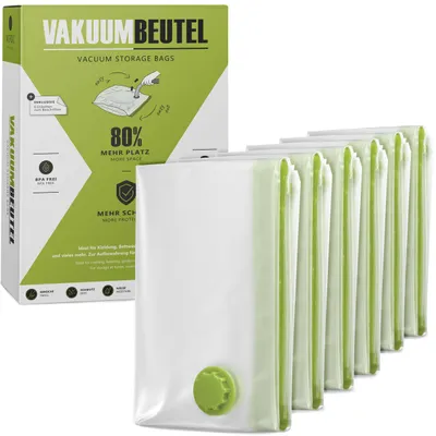 Immagine prodotto di NORDIC® - Sacchetti sottovuoto per indumenti - 6x misura L in 80x60 cm - Senza BPA - Sacchetti sottovuoto per piumoni – Sacchetti sottovuoto per indumenti – Sacchetti sottovuoto