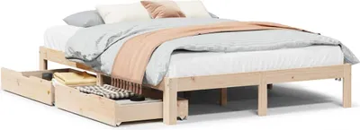 Obrázek produktu pro vidaXL Postel z masivu se zásuvkami 140x200 cm borovice