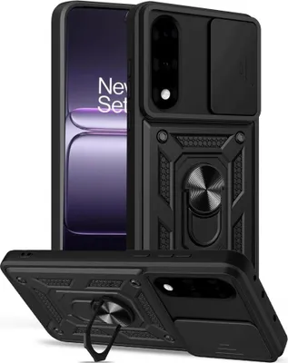 Produktbild von OnePlus Nord 5 Hülle - Coverup Armor Ring Ständer Back Cover mit Kamera Schutz - Schwarz