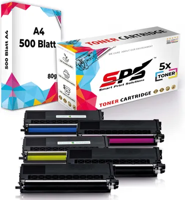 Produktbild von 5x Toner TN-325BK TN-325C TN-325Y TN-325M kompatibel für Brother DCP-9270 + DIN A4 Druckerpapier 500 Blatt
