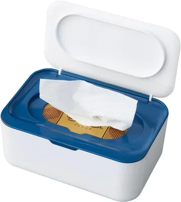 Immagine prodotto di Contenitore per salviette umidificate, dimensioni 19 x 13 x 7,5 cm, colore blu, adatto per cucina e bagno