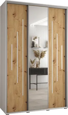 Produktbild von MEBLE KRYSPOL Davos 13 Schrank, drei Türen - 235,2x150x45 cm - Weiß Artisan Silber