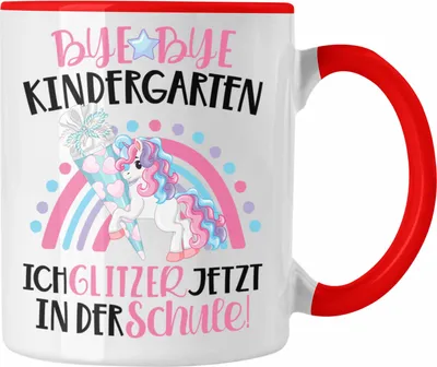 Produktbild von Trendation - Schulkind 2022 Einhorn Einschulung Mädchen Geschenk Tasse Schulstart 1. Schultag Schuleinführung Schulanfang Geschenkidee 2022 Schulkind Pferde Grafik (Rot)