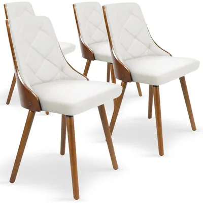 Image de MENZZO Lot de 4 chaises scandinaves Lalix Bois Noisette et Blanc