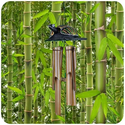 Immagine prodotto di Campana a vento bambù Feng Shui campana mobile tubi sonori relax giardino campana tartaruga