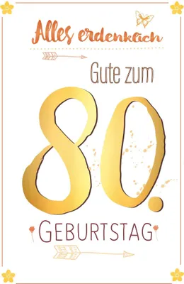 Produktbild von 80. Geburtstag - Karte mit Umschlag - mit Goldfolie