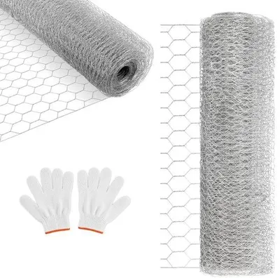 Immagine prodotto di Rete esagonale argentata plastificata per giardino, polli e animali | Rotolo da 27 mm x 50 cm x 25 m