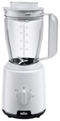 Image de Braun JB1000WH Household PowerBlend 1 Mixeur sur socle avec bol de 1,5 l, robot ménager pour hacher, réduire en purée & mixer, fonction Ice-Crush, 2 vitesses, 600 watts, blanc (JB1000)
